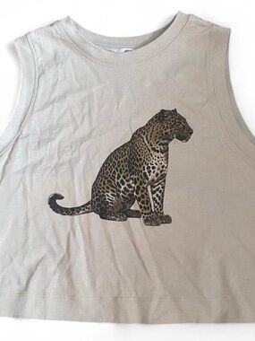 Leopard print cropped muscle tank top Size S